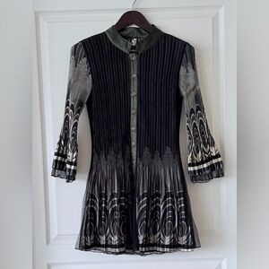 Lindi Pleated Patterned Long Sleeve Dress